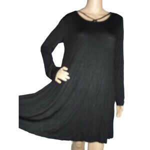 5th & LOVE Womens Large Black Rayon Dress or Tunic Top long sleeve Scoop Neck